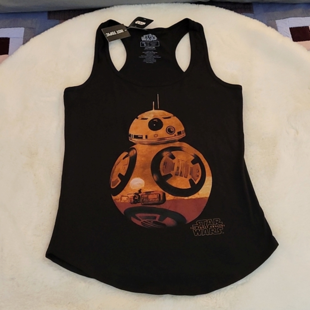 NWT Disney Star Wars Black BB8 Droid The Force Awakens Graphic Casual Tank